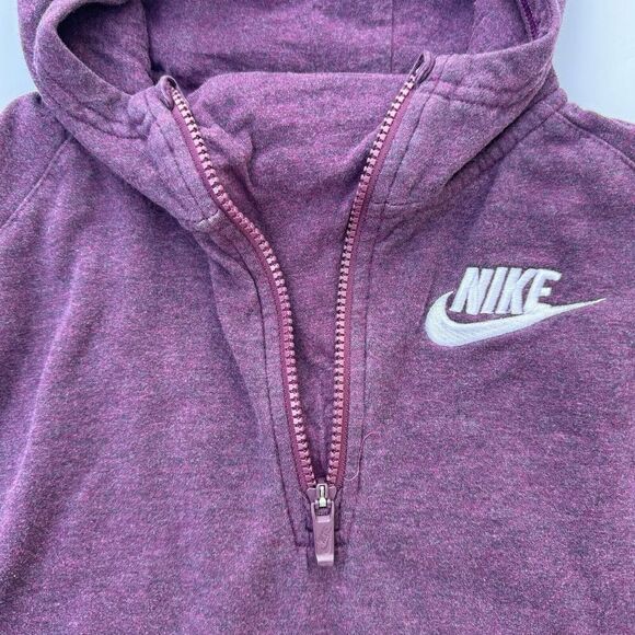 Nike Big Girl's Pullover Half Zip Fleece Poncho Bordeaux Red Purple Sz M Hoodie - Picture 5 of 9
